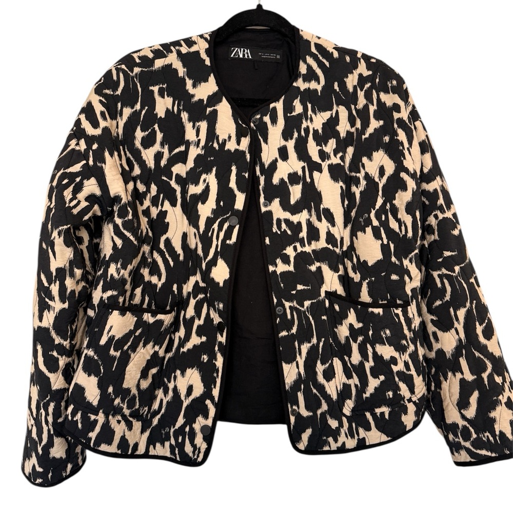 Zara Quilted Cream & Black Jacket